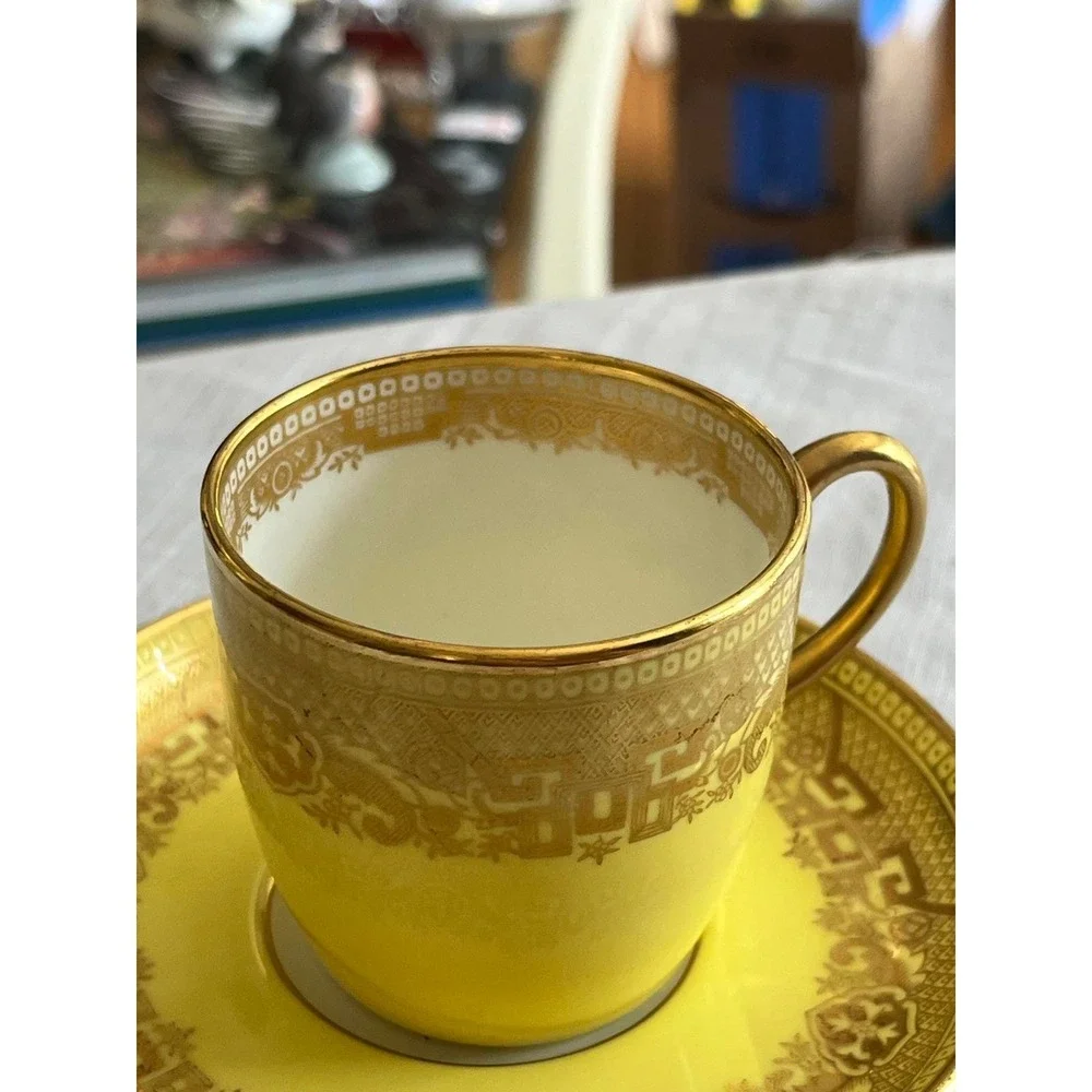 Cauldon China England Yellow Coffee Demitasse for Ovington Bros New York